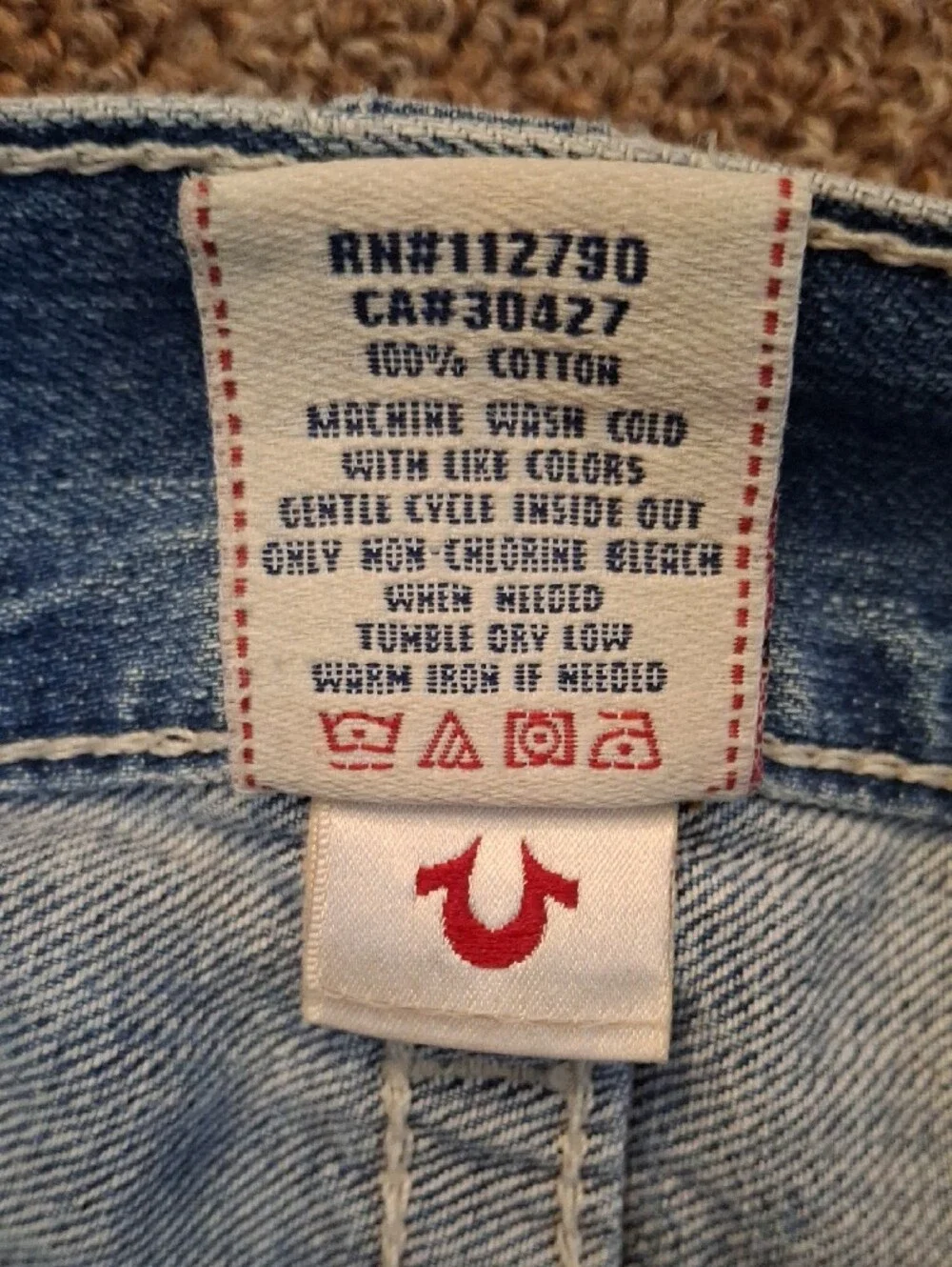 True Religion Light Blue Denim Cut Off Shorts Jorts Mens Sz 42